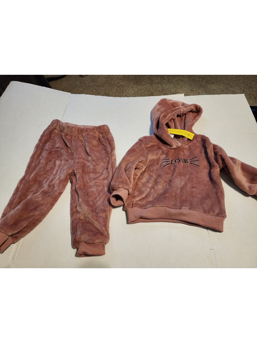 Baby Girls Fuzzy Hoodie and Pants Set